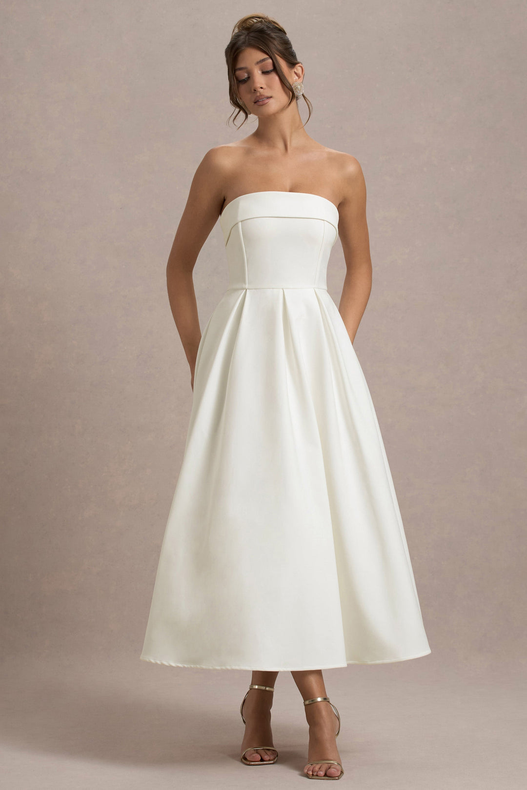 ANNE | Stilvolles Midi-Kleid mit Schulterfreiem Ausschnitt